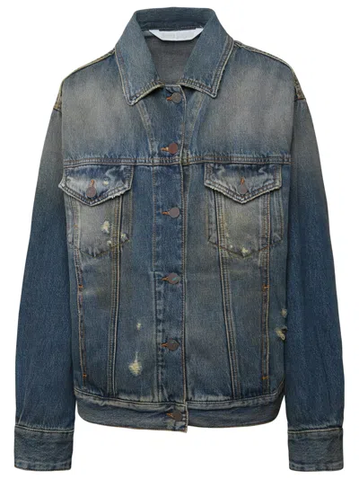 Palm Angels Giubbino Jeans In Light Blue