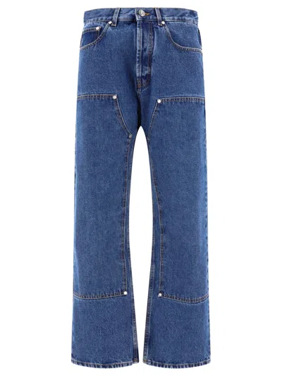 Palm Angels Blue Cotton Jeans For Men In Ss24 Collection In Navy