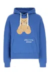 Palm Angels Cotton Sweatshirt With Hood And Graphic Print In Blue Brown