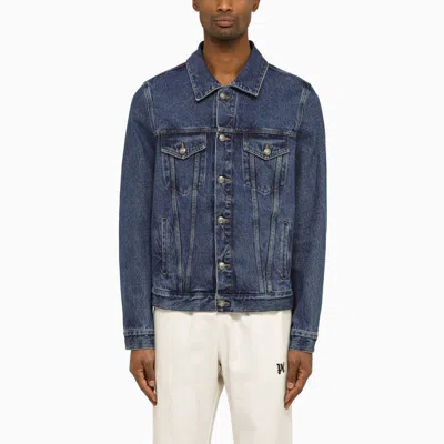 PALM ANGELS BLUE DENIM JACKET WITH MONOGRAM