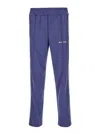 Palm Angels Blue High Waist Pants With Logo Lettering On The Front In Blue