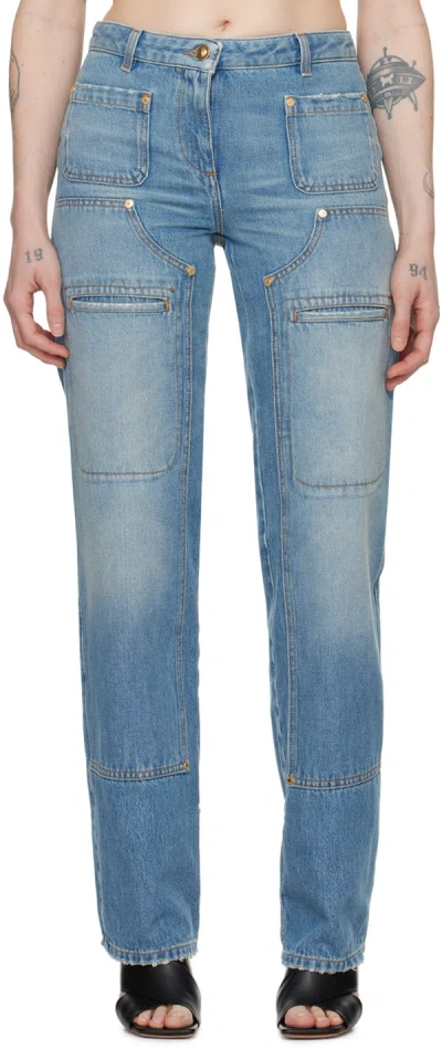 Palm Angels Blue Faded Jeans In Light Blue