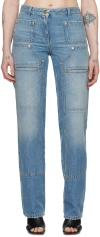 Palm Angels Knee-panel Faded Jeans In Light Blue
