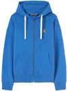 Palm Angels Bear In Mind Zip-up Hoodie In Blue