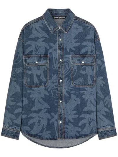 PALM ANGELS BLUE LOGO SHIRT