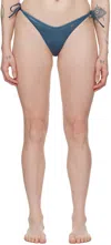 Palm Angels Monogram-plaque Metallic-effect Bikini Bottoms In Blue Indigo
