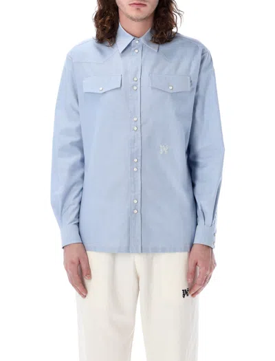 Palm Angels Monogram Shirt In Blue