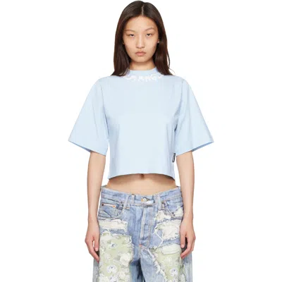 Palm Angels Blue Neck Logo Boxy T-shirt