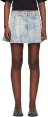 Palm Angels Blue Palms Jacquard Denim Miniskirt In Medium Blue