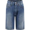 PALM ANGELS BLUE SHORTS FOR BOY WITH MULTICOLOR LOGO