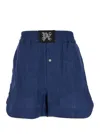 Palm Angels Blue Shorts With Monogram