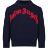 PALM ANGELS BLUE SWEATER FOR BOY WITH LOGO