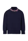 Palm Angels Mock-neck Logo Sweatshirt In Blue