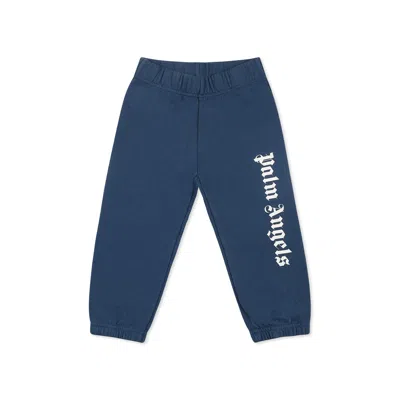 Palm Angels Blue Trousers For Baby Boy With Logo