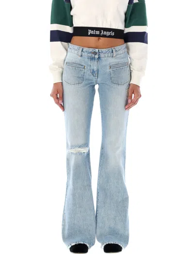 Palm Angels Blue/brown Bootcut Denim Jeans For Women