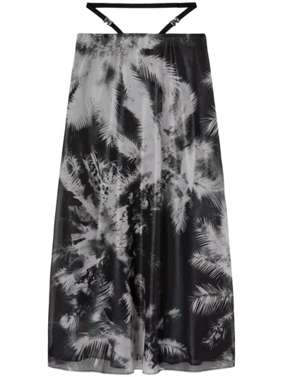 Palm Angels Blueprint Palms Skirt In 1003 Black - Off White