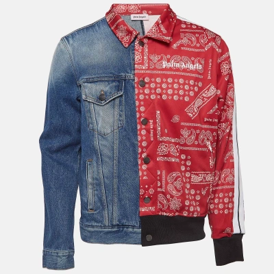 Pre-owned Palm Angels Blue/red Split Bandana Print Denim Jacket M