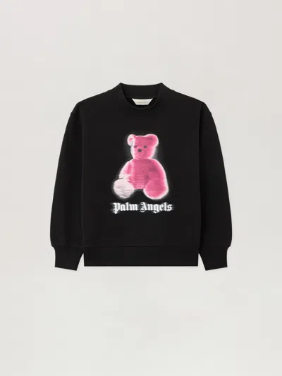 Palm Angels Kids' Blurred Bear Crewneck In Black