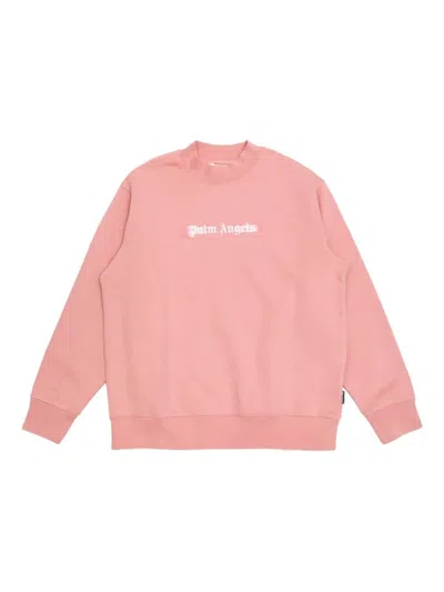 Palm Angels Kids' "blurred" Logo Reg Crewneck In Pink