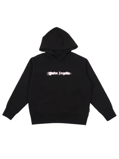 PALM ANGELS BLURRED LOGO REG.HOODIE BLACK - ROSE PIN
