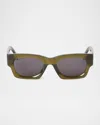 Palm Angels Bodie Rectangle Acetate Sunglasses In Light Green Dark Grey
