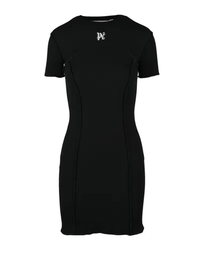 Palm Angels Bodycon Mini Dress With Cut-out Back And Logo Detail In Black