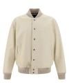 Palm Angels Monogram Leather Bomber Beige  Black In Beige