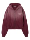 Palm Angels Bordeaux Sweatshirt With Zip And Hoodie In Red