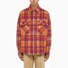 PALM ANGELS PALM ANGELS BORDEAUX/ORANGE CHECKED OVERSHIRT