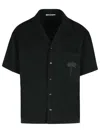 Palm Angels Palm Print Bowling Shirt In Black
