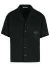Palm Angels Palm Print Bowling Shirt In Black