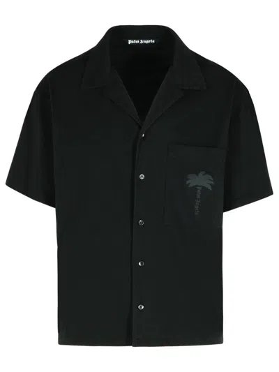 PALM ANGELS PALM ANGELS 'BOWLING' BLACK COTTON SHIRT