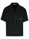 Palm Angels Palm Print Bowling Shirt In Black