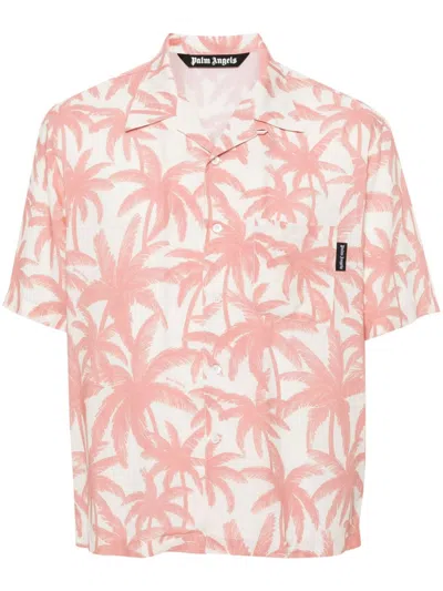 Palm Angels Off-white Palms Allover Shirt In Offwhite