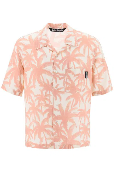 Palm Angels Bowling Shirt With Palms Motif In Rosa