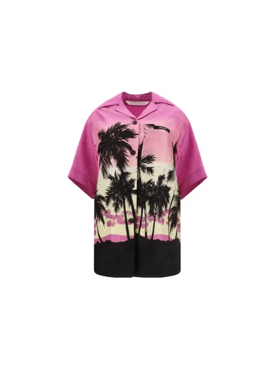 Palm Angels Sunset Print Shirt In Purple