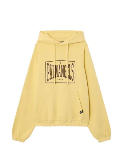 Palm Angels Box Logo Loose Hoodie In Yellow