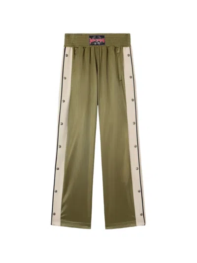 Palm Angels Boxe Button Track Trousers In Green