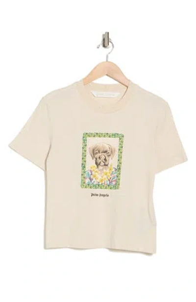 Palm Angels Boxer Bob Cotton & Linen Graphic T-shirt In Green Beige