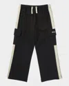 Palm Angels Boy's Logo-print Cargo Pants In Black Off