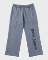 Palm Angels Boy's Logo-print Faded Sweatpants In Grey