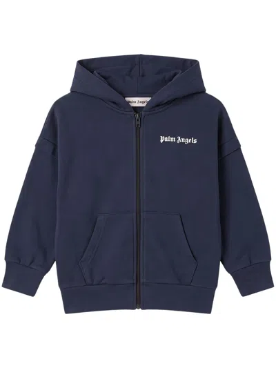 Palm Angels Boy's Mini Logo Cotton Sweater In Blue