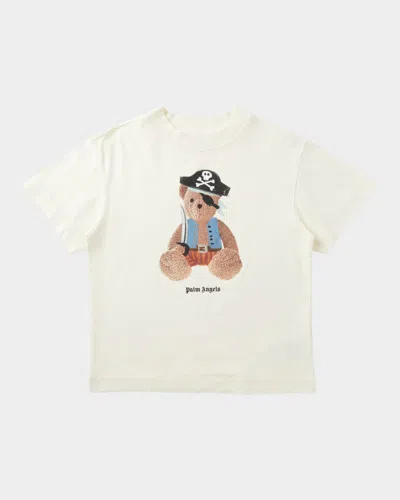 Palm Angels Kids' Boy's Pirate Bear Graphic T-shirt In Butter Brown