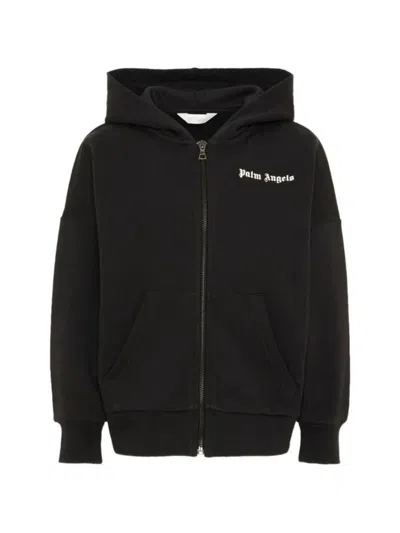 Palm Angels Boys 100% Cotton Logo Sweater In Black