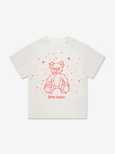 Palm Angels Kids' Boy's Astro Bear Short-sleeve T-shirt In White