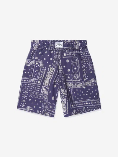 Palm Angels Babies' Boys Astro Paisley Shorts In Blue
