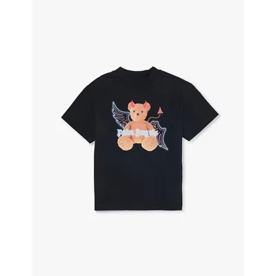 Palm Angels Kids' Devil Bear Short-sleeve Cotton-jersey T-shirt 4-12+ Y In Black