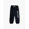 Palm Angels Kids' Logo Print Cotton Sweatpants In Black