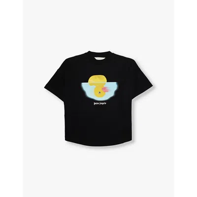 Palm Angels Kids' Rubber Duck Graphic-print Cotton-jersey T-shirt 4-12+ Years Black Yellow