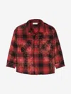 Palm Angels Bleach Flannel Shirt In Red